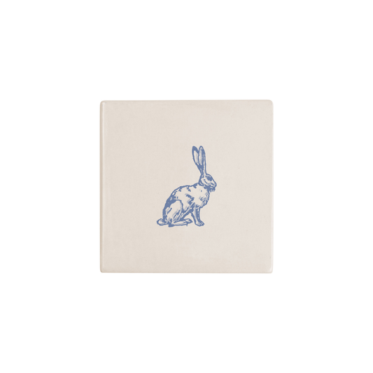 Hare Delft tile in blue, painted without the corner ornament, by Akka Home