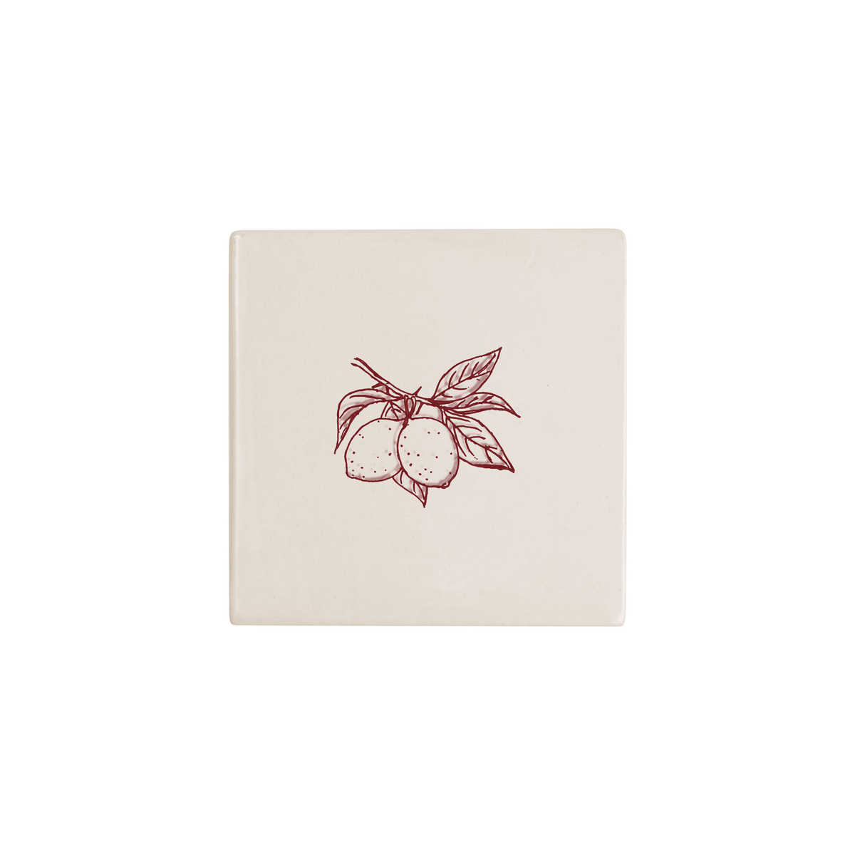 Lemon Delft tile in red, painted without the corner ornament, by Akka Home