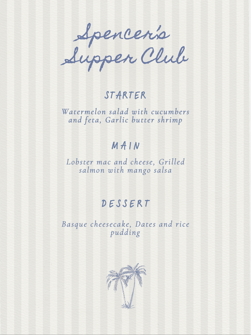 Summer Supper Club Palm Tree Downloadable Template