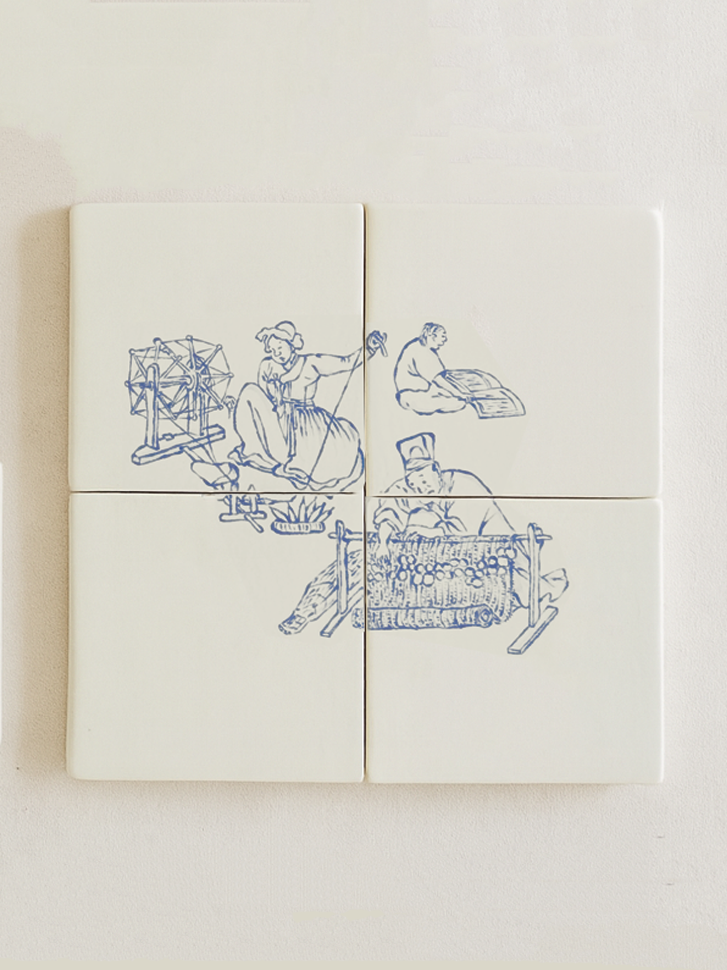 Korean Joseon Era Delft Tile Mural