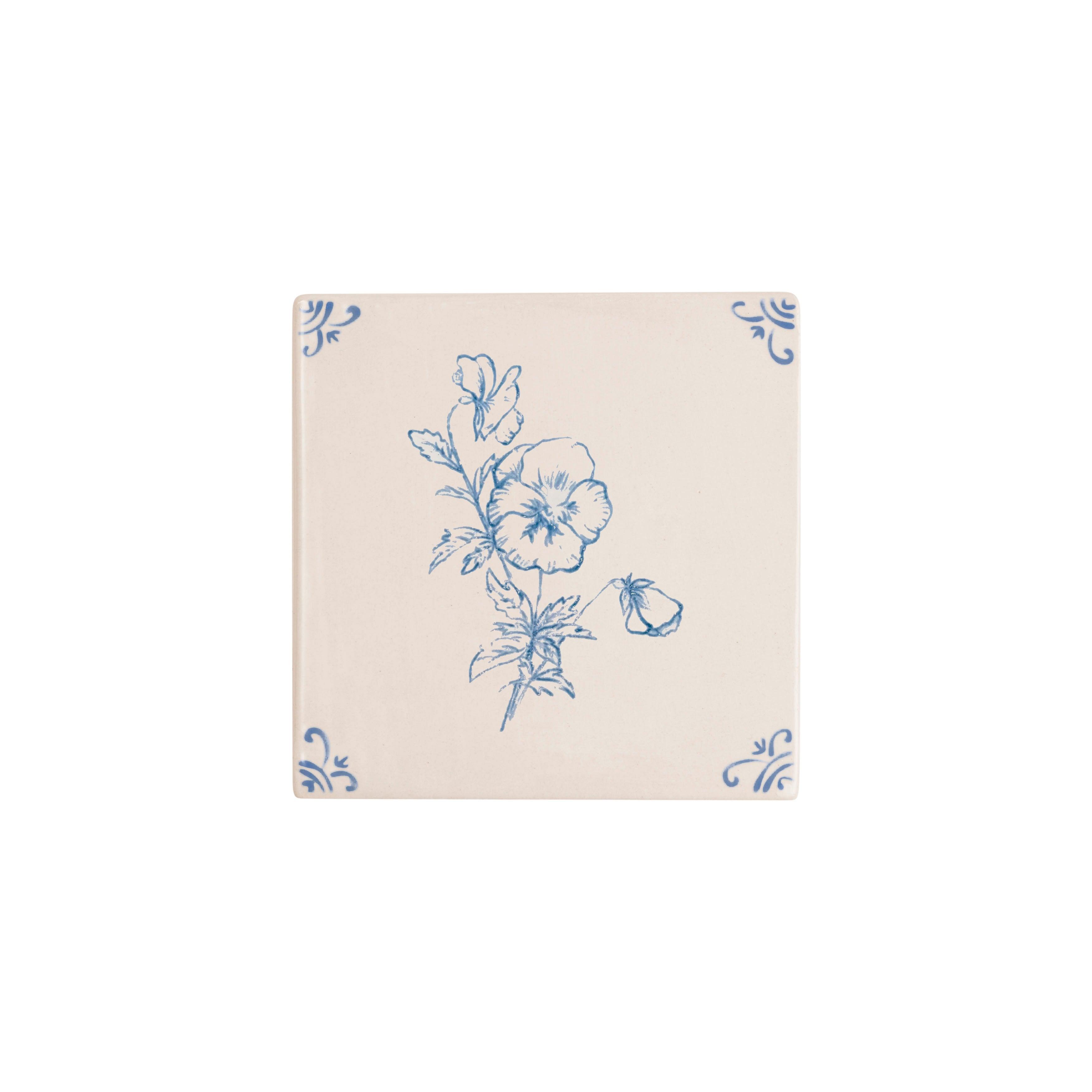 Flower Hand-Painted Delft Tile | Akka Home