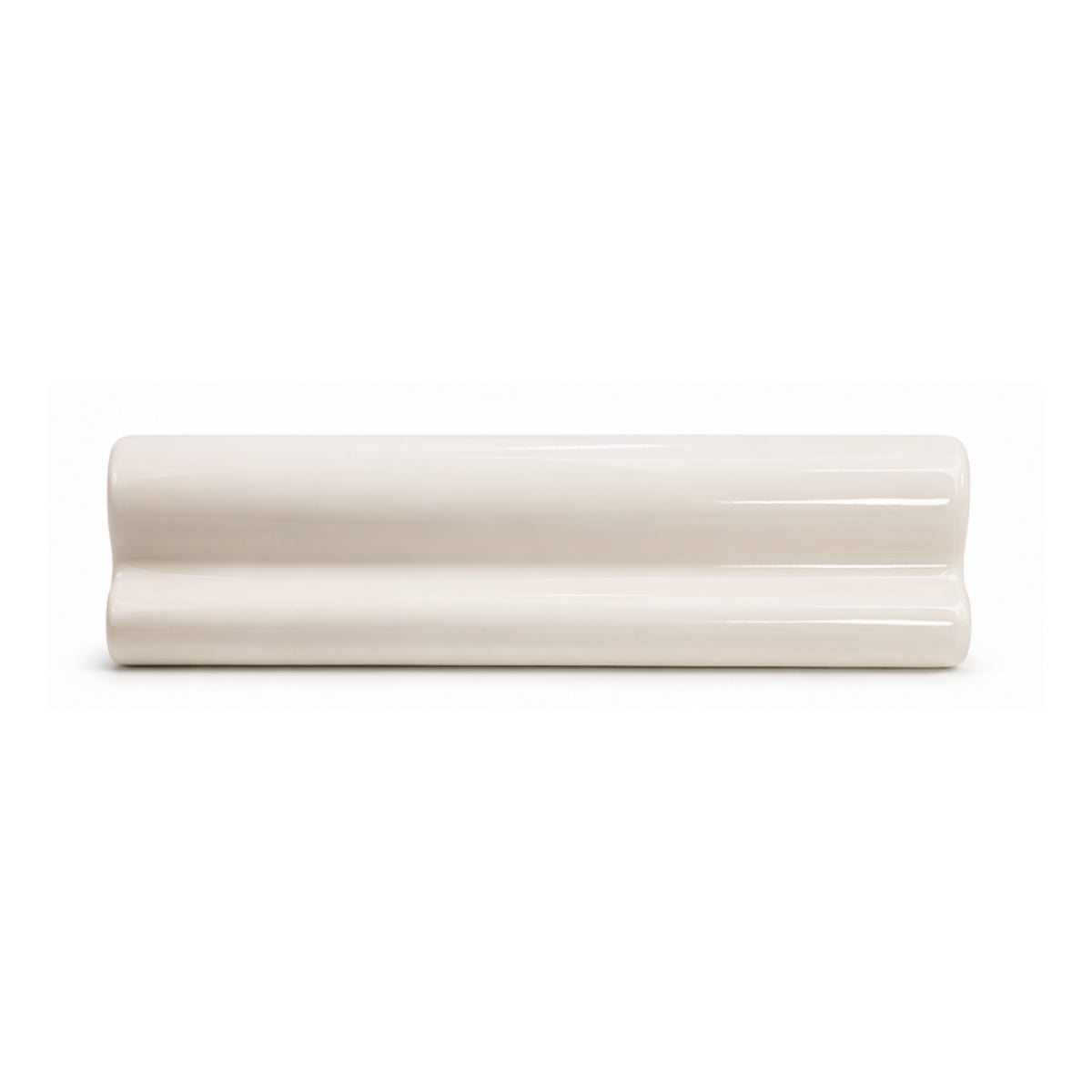 A gloss white ceramic capping piece, 200 by 50 mm, photographed against a plain ground