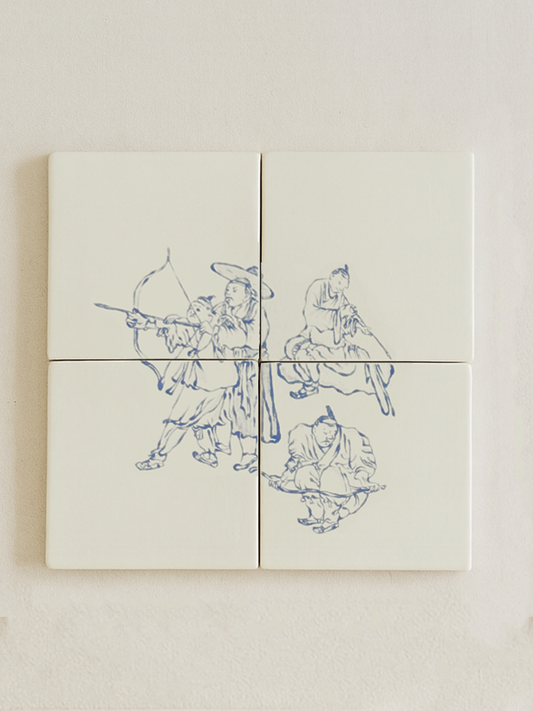 Korean Joseon Era Delft Tile Mural