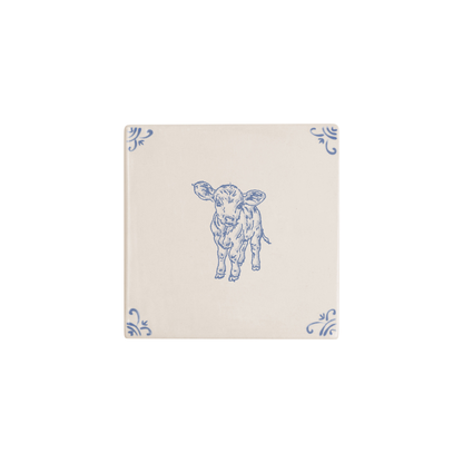 Calf motif hand-painted Delft tile by Akka Home