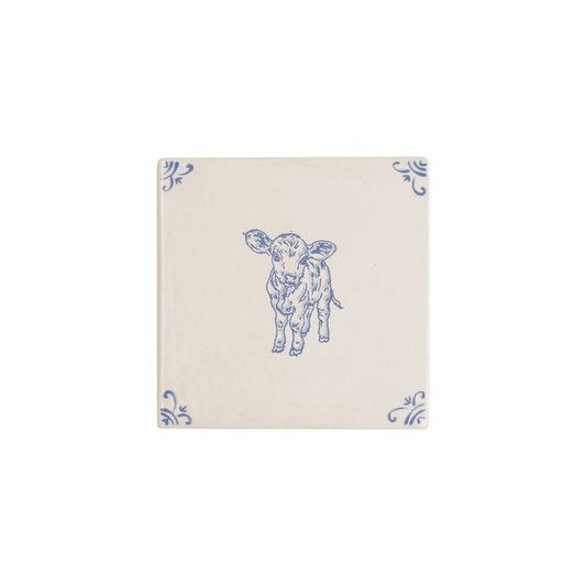 Calf motif hand-painted Delft tile by Akka Home