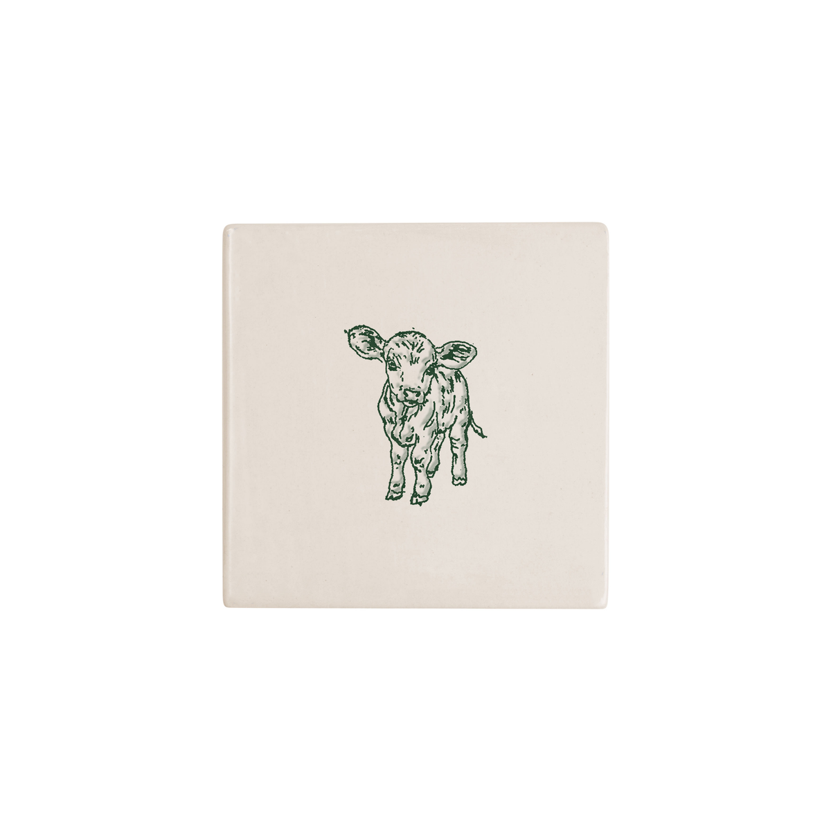 Calf Delft tile in green, painted without the corner ornament, by Akka Home