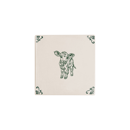 Calf Delft tile hand-painted in green by Akka Home