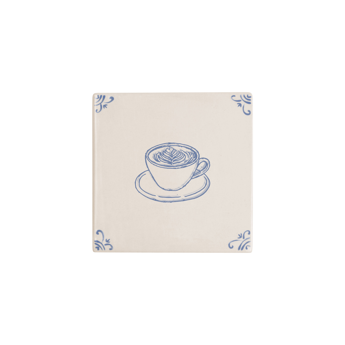 Coffee Cup motif hand-painted Delft tile by Akka Home