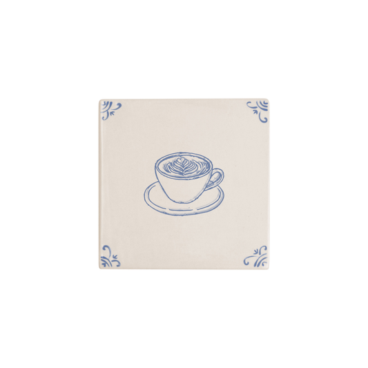 Coffee Cup motif hand-painted Delft tile by Akka Home