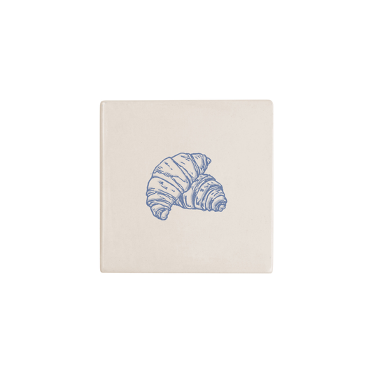 Croissant Delft tile in blue, painted without the corner ornament, by Akka Home