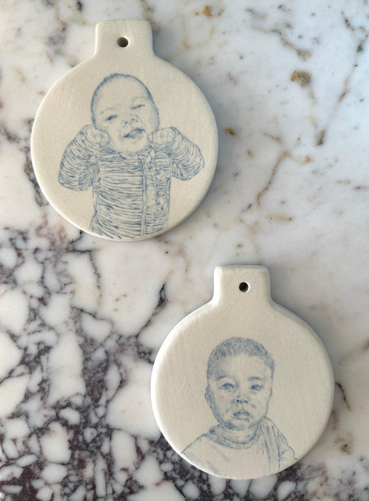 Custom, hand-painted portraits Christmas ornament by Akka Home