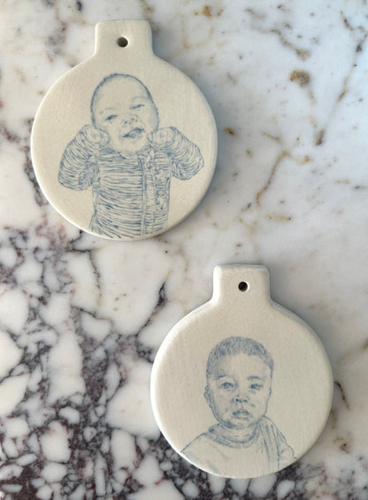 Custom, hand-painted portraits Christmas ornament by Akka Home