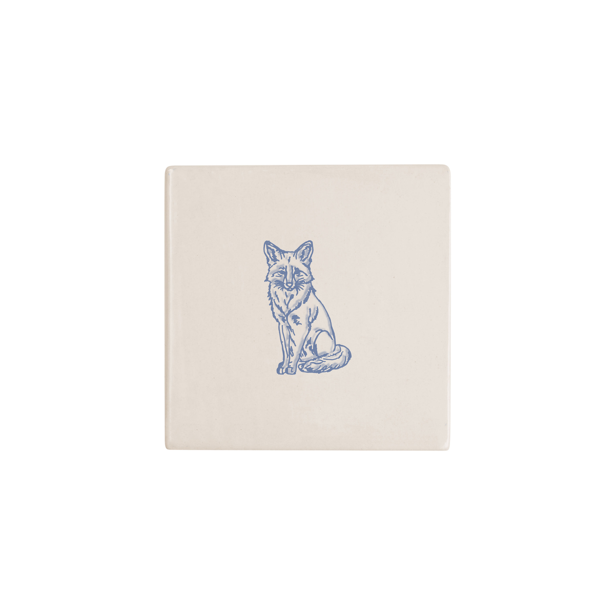 Fox Delft tile in blue, painted without the corner ornament, by Akka Home