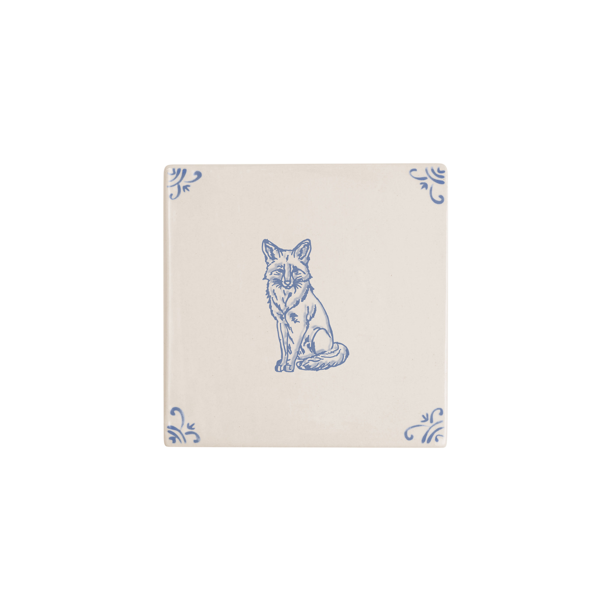 Fox motif hand-painted Delft tile by Akka Home