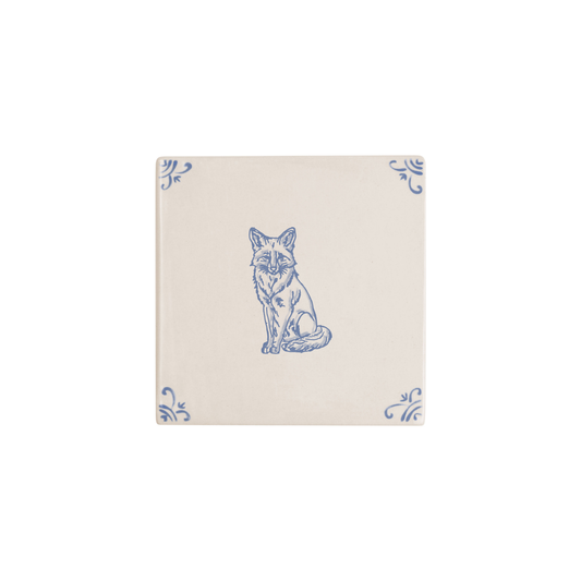 Fox motif hand-painted Delft tile by Akka Home
