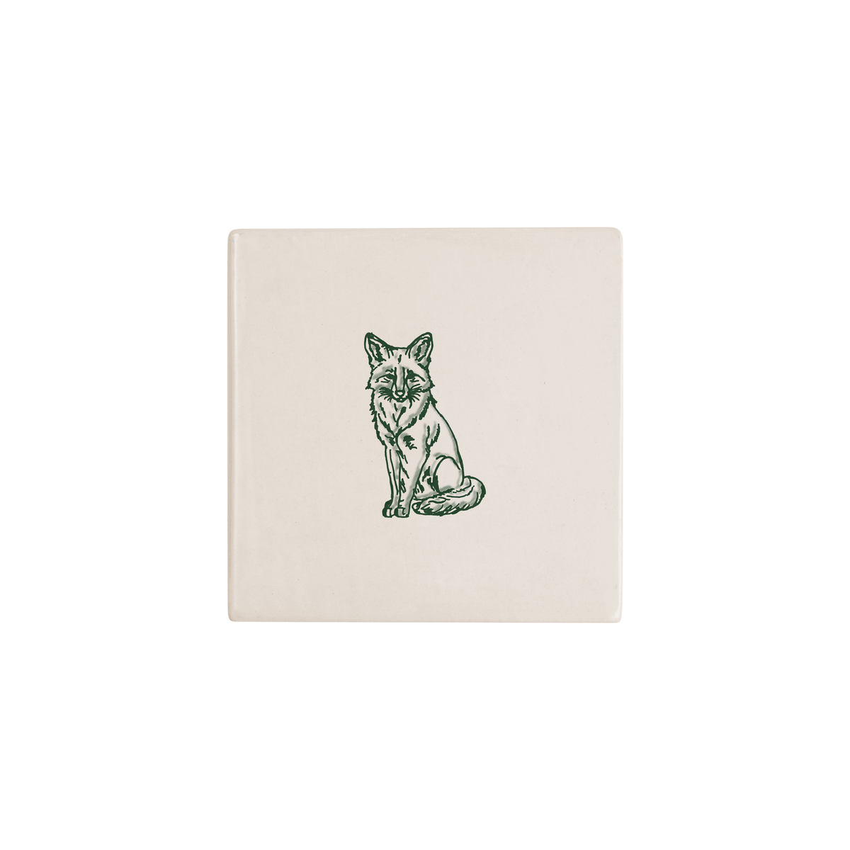 Fox Delft tile in green, painted without the corner ornament, by Akka Home