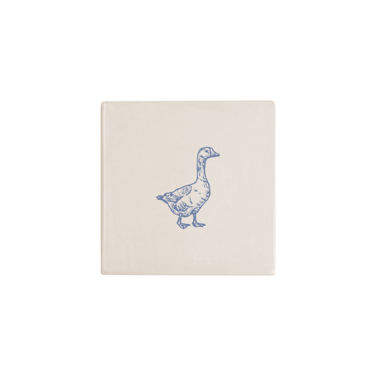 Goose Delft tile in blue, painted without the corner ornament, by Akka Home