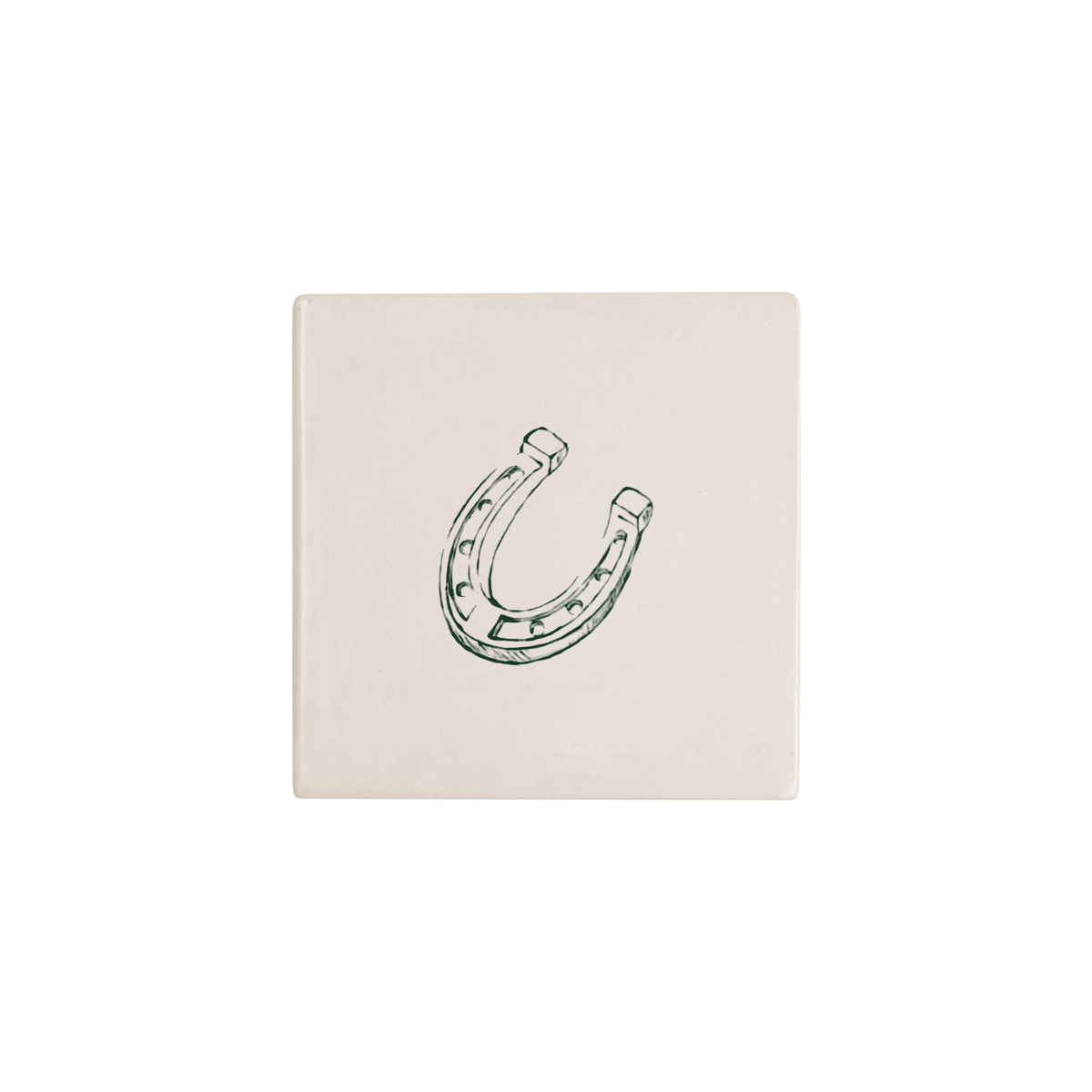 Horseshoe Delft tile in green, painted without the corner ornament, by Akka Home
