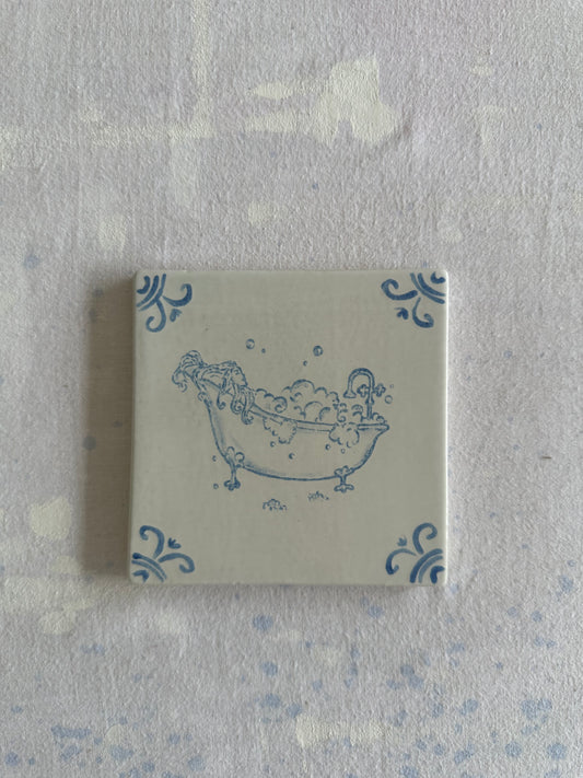 Lady in Bath Delft Tile Test