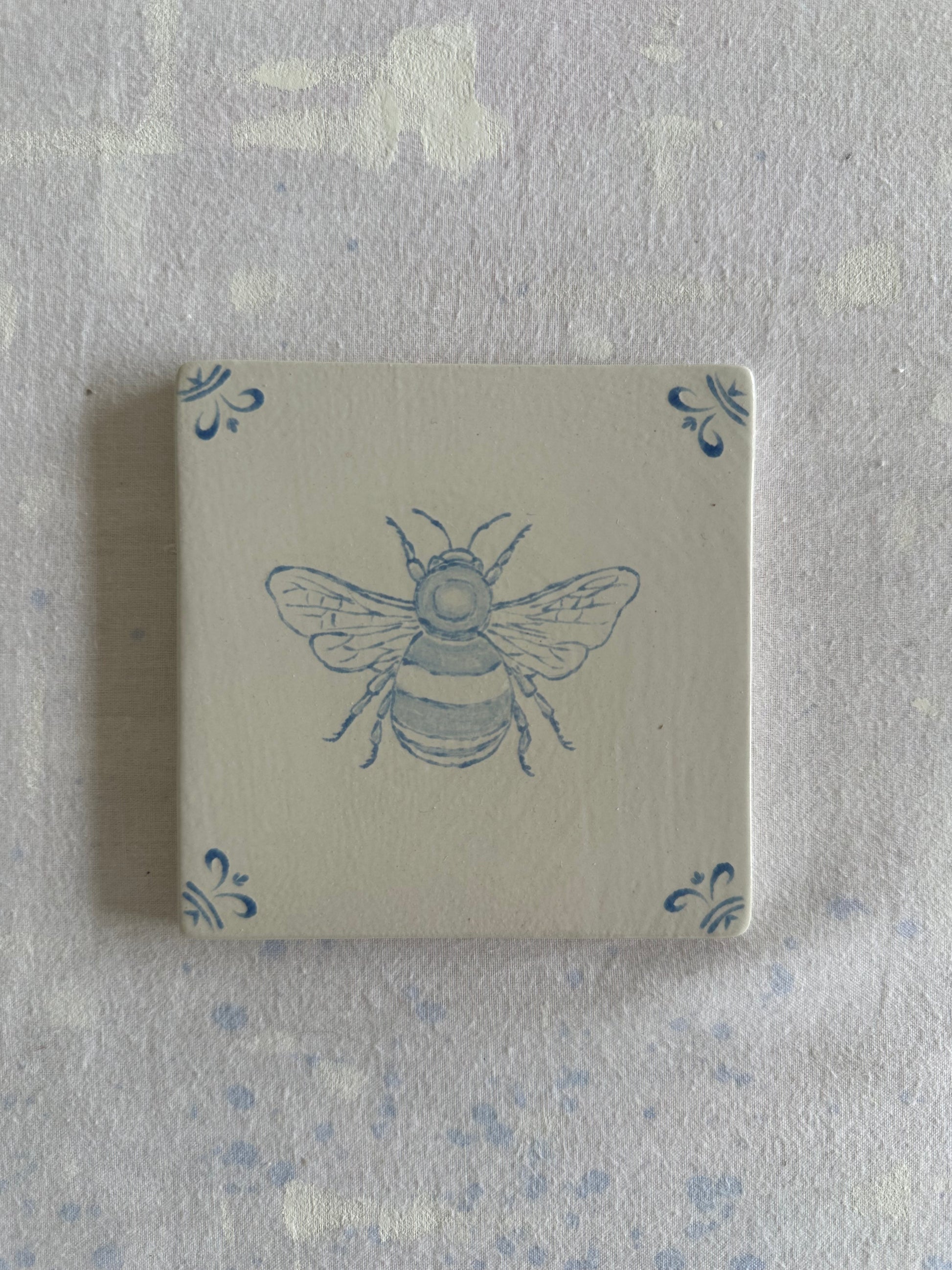 Bee hand-painted Delft tile, studio second, by Akka Home