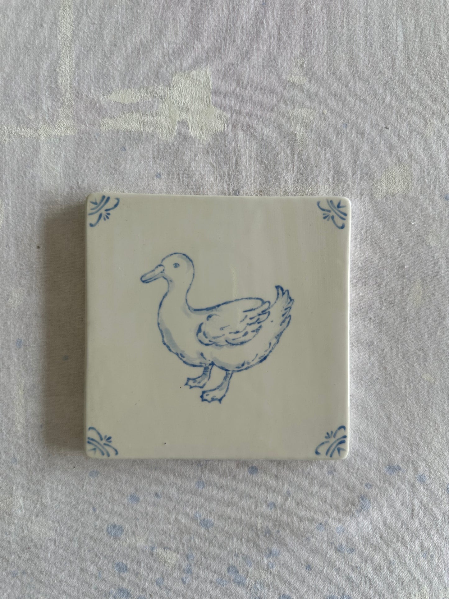 Duck hand-painted Delft tile, studio second, by Akka Home
