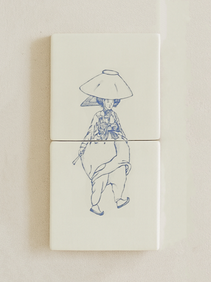 Korean Joseon Era Delft Tile Mural