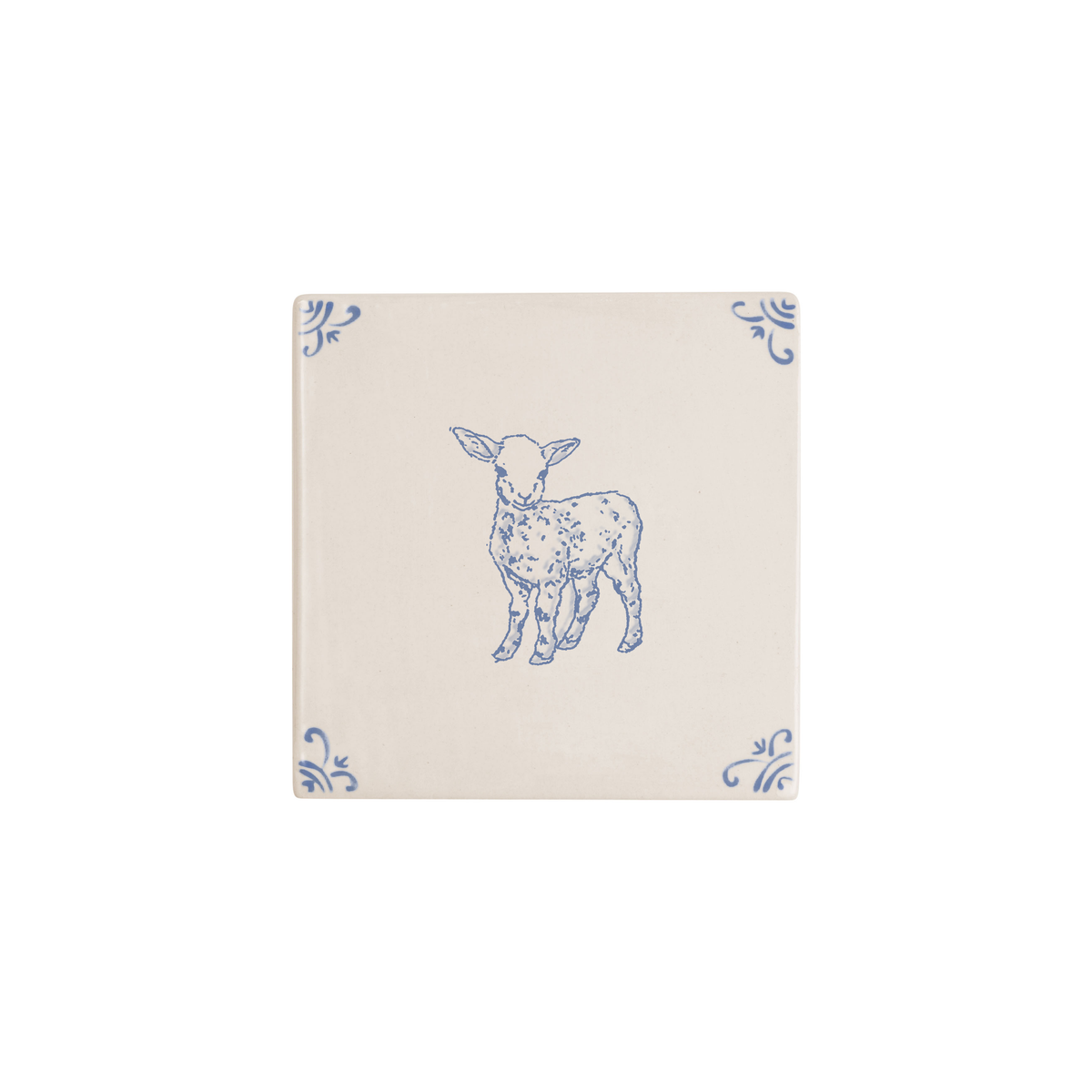 Lamb motif hand-painted Delft tile by Akka Home