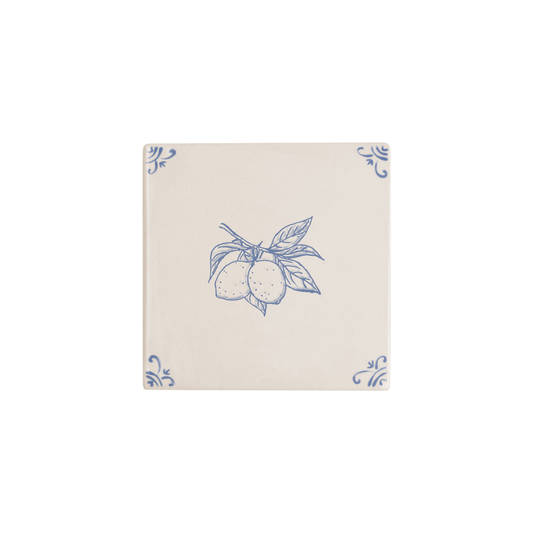 Lemon motif hand-painted Delft tile by Akka Home