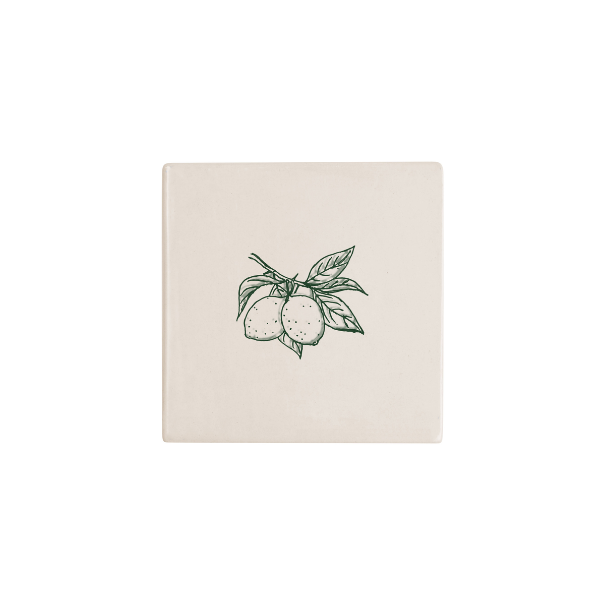 Lemon Delft tile in green, painted without the corner ornament, by Akka Home