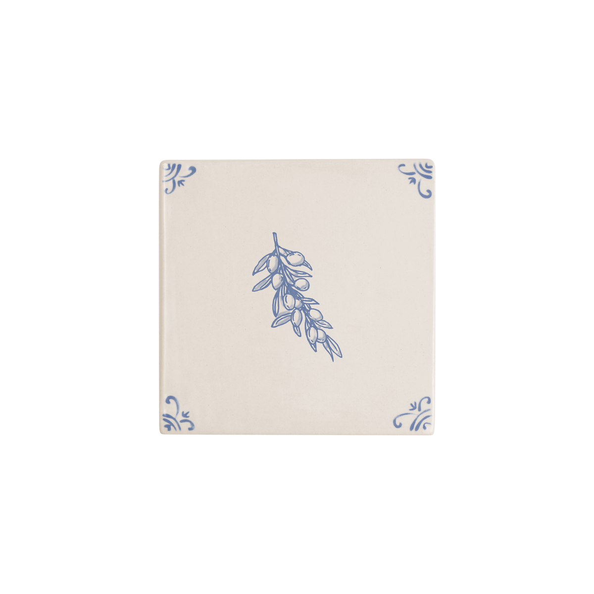 Olive Branch motif hand-painted Delft tile by Akka Home
