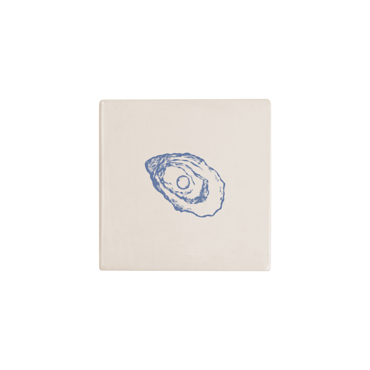 Oyster Delft tile in blue, painted without the corner ornament, by Akka Home