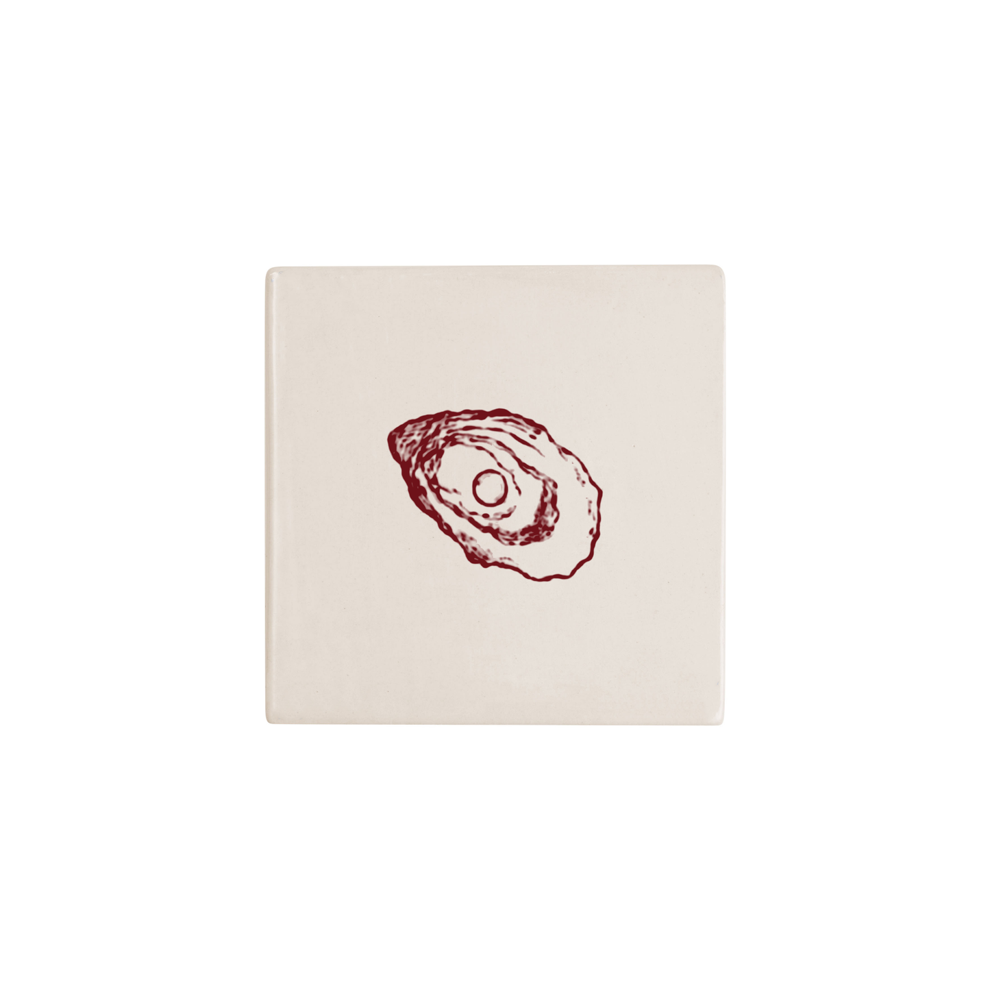 Oyster Delft tile in red, painted without the corner ornament, by Akka Home