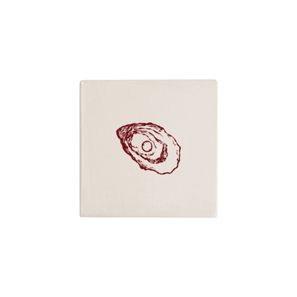 Oyster Delft tile in red, painted without the corner ornament, by Akka Home