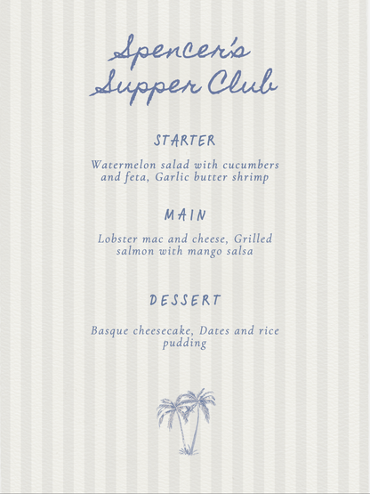 Summer Supper Club Palm Tree Downloadable Template
