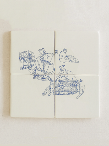 Korean Joseon Era Delft Tile Mural