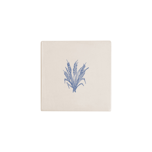 Wheat Delft tile in blue, painted without the corner ornament, by Akka Home