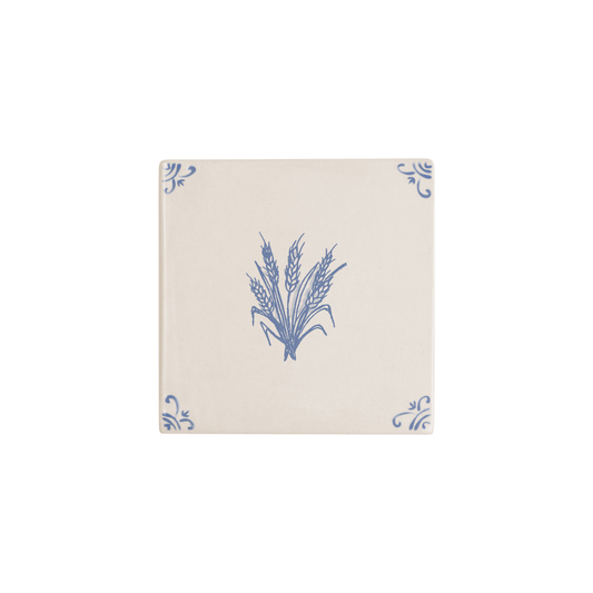 Wheat motif hand-painted Delft tile by Akka Home