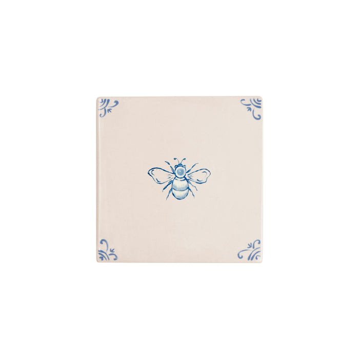 Bee motif hand-painted Delft tile by Akka Home
